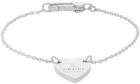 gucci silver bracelet|gucci trademark heart silver bracelet.